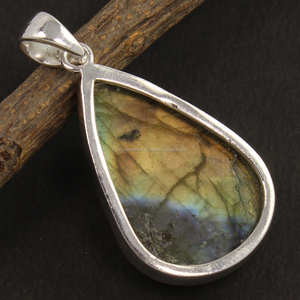 Tendencia Precio al por mayor 925 Colgante de joyería de plata esterlina sólida Piedra preciosa de labradorita natural para mujeres y hombres - Product Image 2