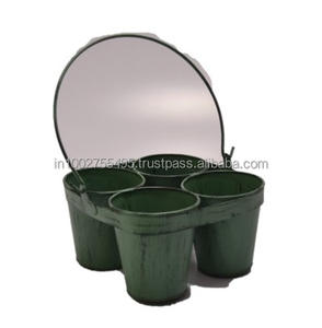 กระถางปลูกต้นไม้กลางแจ้งทำจากสังกะสี4ชุดพร้อมที่จับสำหรับกระถางดอกไม้และใช้ตกแต่ง - Product Image 1