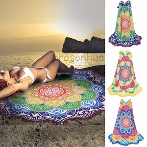 พรมปูชายหาดลายดอกบัวมันดาลามีพู่ห้อยผ้าคลุมโต๊ะฮิปปี้ประดับพู่ประดับผนังสำหรับใช้ในบ้าน - Product Image 3