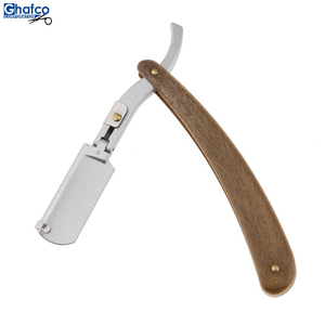 Cuchilla de acero inoxidable para hombre, maquinilla de afeitar de garganta de corte recto, diseño plegable con mango de madera de aleación - Product Image 1