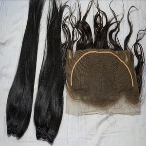 Remy Hair Cierre frontal HD Peluca de encaje Cutícula alineada Doble dibujado RAW Virgin Estilo sin procesar Onda natural - Product Image 1