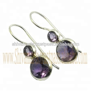 Femmes 925 argent Sterling améthyste pierre précieuse boucle d'oreille plaqué or beaux bijoux de mode pour les mariages cadeau - Product Image 2