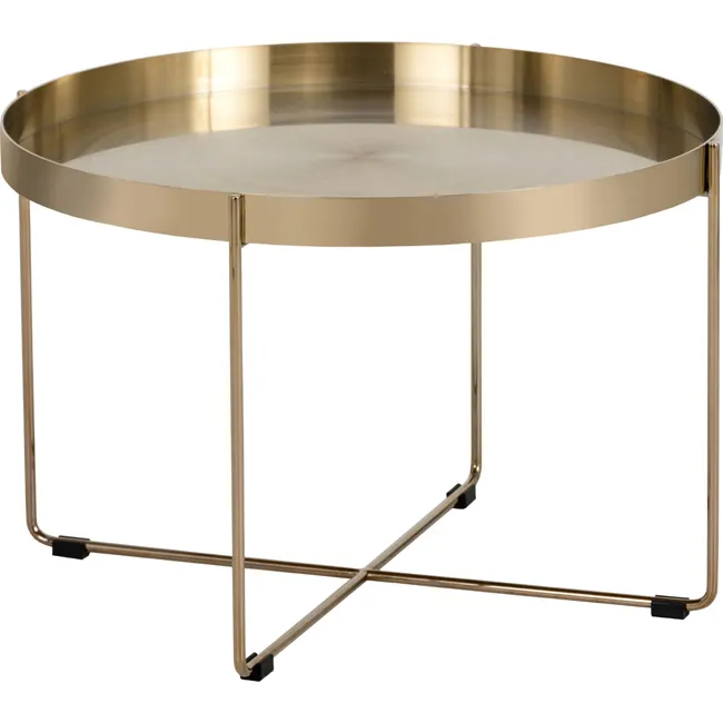 Stainless Steel Antique Brass Side Table with Top Tray