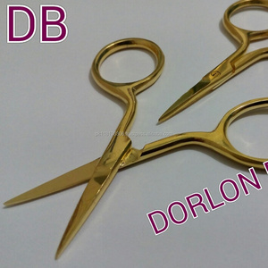 Tijeras rectas doradas con Diseño Artesanal elegante para arte de uñas y corte de cutículas, tijeras de belleza de acero inoxidable - Product Image 1