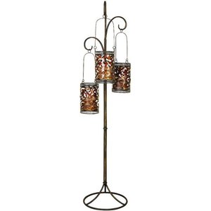 Linterna de vela de suelo de metal para el hogar Decoraciones navideñas Festivo Otros portavelas y tarros - Product Image 1