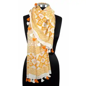 อินเดีย Hand Block พิมพ์ Modal ผ้าพันคอผ้าลินินสำหรับผู้หญิง Muslin Light น้ำหนักฤดูร้อน Stole