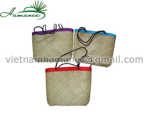 Sac de paille en jonc de mer naturel teint coloré sac à main accessoire de plage - Product Image 3