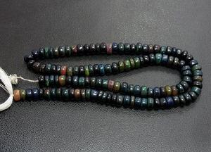 Perles de pierres précieuses opale noire éthiopienne, forme ronde lisse, naturelles, 5 mm, longueur 14,5 pouces, certifiées par un tiers pour la fabrication de bijoux - Product Image 3