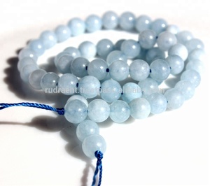 Cuentas sueltas de Aguamarina de 6mm/8mm, hebras de bricolaje, cuentas redondas naturales, piedras preciosas minerales, piedra de cristal curativa certificada por terceros - Product Image 1