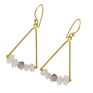 Boucles d'oreilles pendantes en pierre précieuse Herkimer, faites à la main, en argent sterling 925 plaqué or rose, certifiées, tendance, unisexes, cadeau pour mariage ou fête - Product Image 1