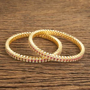Latest 2 Pc Classic Bangles With Handmade Design 59927 Ruby