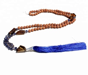 สร้อยคอลูกปัด sodalite rudraksha Mala แบบถักด้วยมือสร้อยคอลูกปัดหินหลักของศิลปินชาวอินเดียสร้อยข้อมือลูกปัดสำหรับเป็นของขวัญ - Product Image 6