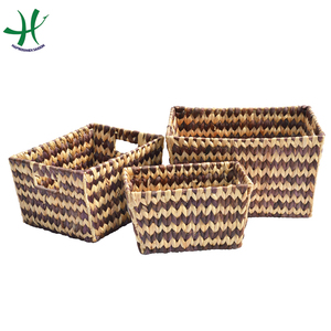 Cesta de almacenamiento de jacinto de agua rectangular grande con asas plegables y tapa para organización del hogar y almacenamiento de alimentos-HS 4123/3 - Product Image 2