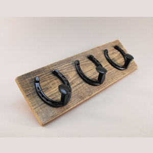 Wood & Iron <b>Horseshoe</b> Coat Hook Rack - Product Image 1