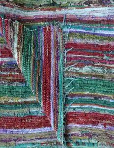 Vintage el çok renkli chindi rag pamuklu bez halı kilim