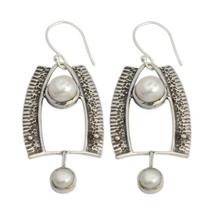 Solide 925 Sterling Silver Pearl Gemstone Boucle D'oreille Pour Les Femmes De Mode Boucles D'oreilles À La Main Bijoux Cadeau - Product Image 1