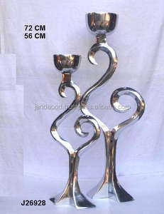 Portavelas de Piso Pulido de Alta Calidad Hecho en Aluminio Fundido Disponible en Acabado Níquel También Decoración del Hogar a Precio de Mayoreo - Product Image 3