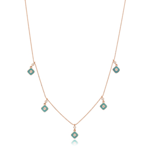 Collier à breloque en argent Sterling 925 fait à la main, bijou carré en émail Turquoise de haute qualité, vente en gros - Product Image 1