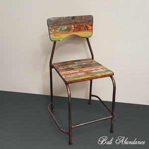 Chaise industrielle en bois et cuir à la mode classique - Product Image 3