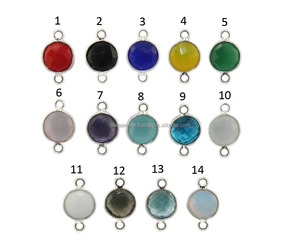 Bisel de cuarzo redondo multicolor, conector hecho a mano de doble bucle, componentes de diseño, joyería - Product Image 2