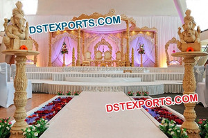 Mandap Dorado Tradicional para Bodas Hindúes, Último Modelo de Mandap de Fibra Dorada con Jali, Mandap Tradicional Indio Gujarati para Bodas en Sídney - Product Image 6