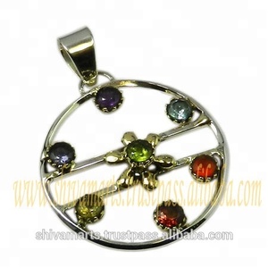 Vente en ligne Prix de gros Bijoux en argent 925 Sterling Blue Topaz Multi Gemstone Chakra Pendant Fine Jewelry Pendentifs & Charms - Product Image 2