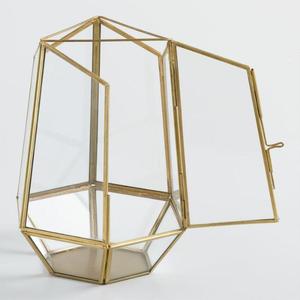 Terrario de cristal de Metal de latón antiguo, diseño Art Deco de alta calidad para el hogar, mesa, decoración de boda, precio al por mayor, India - Product Image 5