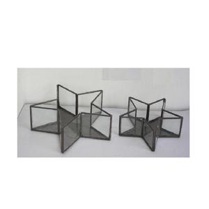 Linterna votiva de cristal de latón en forma de estrella con acabado antiguo, decoración del hogar de alta calidad, soporte de luz de té en dos tamaños, Material metálico - Product Image 6