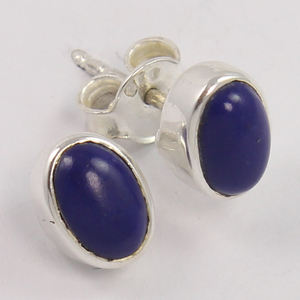 Best Trendy Little Cute Earrings Women Jewellery 925 Sterling Silver Natural LAPIS LAZULI Oval Gemstones <b>Stud</b> Earrings - Product Image 2