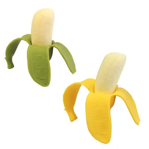 Bulk Small Capsule Toy Mini Food Fruit Stretchy Soft TPR Plastic Banana with cotton for Vending Machine toys for kids