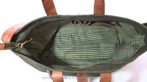 Bolso de lona de 16oz con asas de cuero para mujer, bolsa grande a la moda, ecológica, de algodón, personalizado, Vintage - Product Image 3