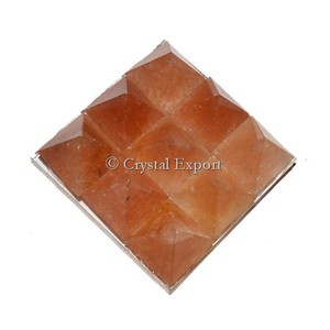 Peach Aventurine Lemurian 9 Pyramids Charging Plate - Product Image 1