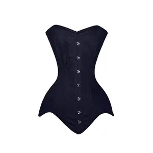 COSH CORSET Overbust Steelboned Novo Design Palangre Azul Marinho Algodão Espartilho Heavy Duty Moda E Emagrecimento Desgaste Espartilho De Algodão