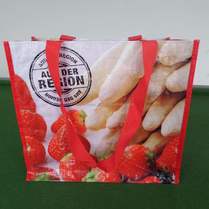 ถุงช้อปปิ้งผ้า PP ทอ ดีไซน์สวยงาม สีตามสั่ง โครงสร้างแบบท่อ หูหิ้วทำจากสาย PP ขนาด 33x33x20 ซม. - Product Image 3