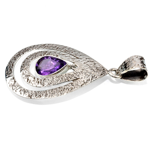 Colgantes de Plata de Ley 925 con amatista en forma de pera, joyería en línea, joyería de plata 925 - Product Image 3