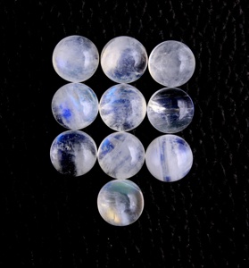 Piedra lunar de arcoíris Natural, forma redonda lisa, cabujones de piedras preciosas sueltas, joyería de Fuego Azul, 2 piezas - Product Image 4