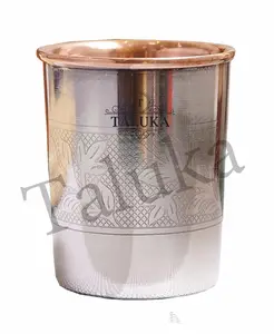 Kacamata Minum Stainless Steel Tembaga 12 Oz, Timbul Etsa Buatan Tangan