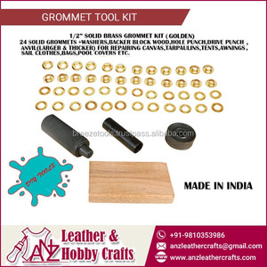 Premium Solid Brass Grommet <b>Tool</b> Kit Golden Finish | Complete Eyelet Repair Set for Canvas Tarpaulin Tents <b>Leather</b> Bags Awnings - Product Image 2