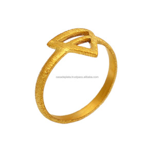 Anillo chapado en oro de Plata de Ley 925 auténtica, joyería, anillo liso, anillo de estilo de moda chapado en oro para boda, regalo para Unisex - Product Image 1