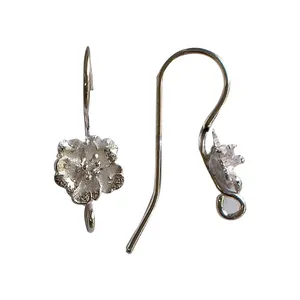 Wholesale Price Earwire with Flower Sterling Silver Findings