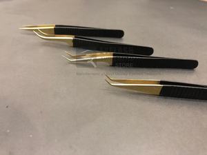 Pince à cils en or noir de haute qualité pince à épiler en acier durable avec pointe de Volume Logo personnalisé en gros - Product Image 6