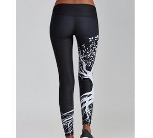 Shemax 2024 OEM Professional Safety Breathable Black Red <b>White</b> Customize Tree Printed Skinny Fit Ankle Active Leggings - Product Image 2