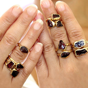 Factory Wholesale Gold Plated Newest Fashion Garnet <b>Rings</b> - Product Image 2