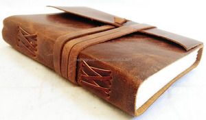 Diario de cuero suave de color marrón genuino personalizado al por mayor 2018 con correa de cuero cuaderno de cuero recargable - Product Image 4