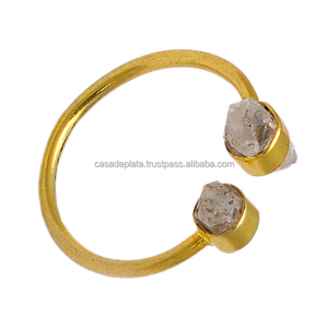 Rough Herkimer Gemstone <b>Ring</b> <b>925</b> <b>sterling</b> <b>Silver</b> <b>Ring</b> With Gold Plated Bezel Setting Religious Latest Design <b>Ring</b> For Women. - Product Image 3