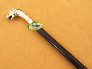 Vintage Style Wooden <b>Walking</b> <b>Stick</b> with Brass Dog Handle / Wooden <b>Walking</b> Cane with Brass Designer Dog Handle - Product Image 4