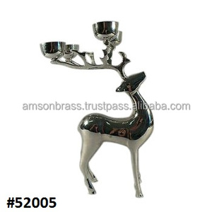 Porte-bougie décoratif fait main en argent, style renne, pour 6 bougies chauffe-plat, Pâques - Product Image 2
