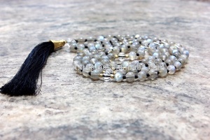 คุณภาพสูงLabradorite Malaลูกปัดสร้อยคอมือผูกปมผ้าไหมUnisex Healingคริสตัลโยคะเครื่องประดับผู้หญิงครบรอบ - Product Image 3