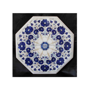 ที่สวยงามหินอ่อนฝังกาแฟตารางด้านบนที่มี Lapis ทำงาน - Product Image 1