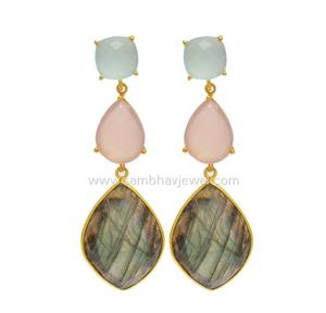 อัญมณีหินโมราสีชมพูธรรมชาติแฟชั่นน่ารัก925แข็งชุบทองสเตอร์ลิงห้อยของขวัญงานแต่งงานงานปาร์ตี้ - Product Image 1